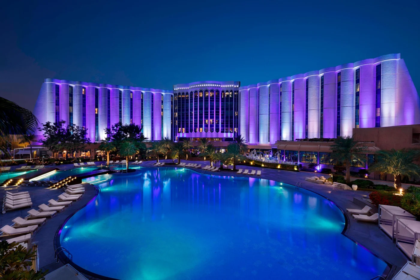 The Ritz-Carlton Bahrain hotel exterior at night